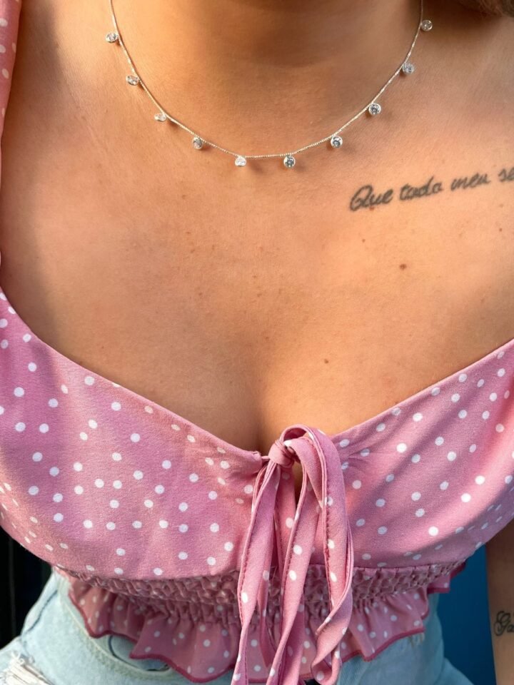 Choker Veneziana Zircônia Branca (Mod2)