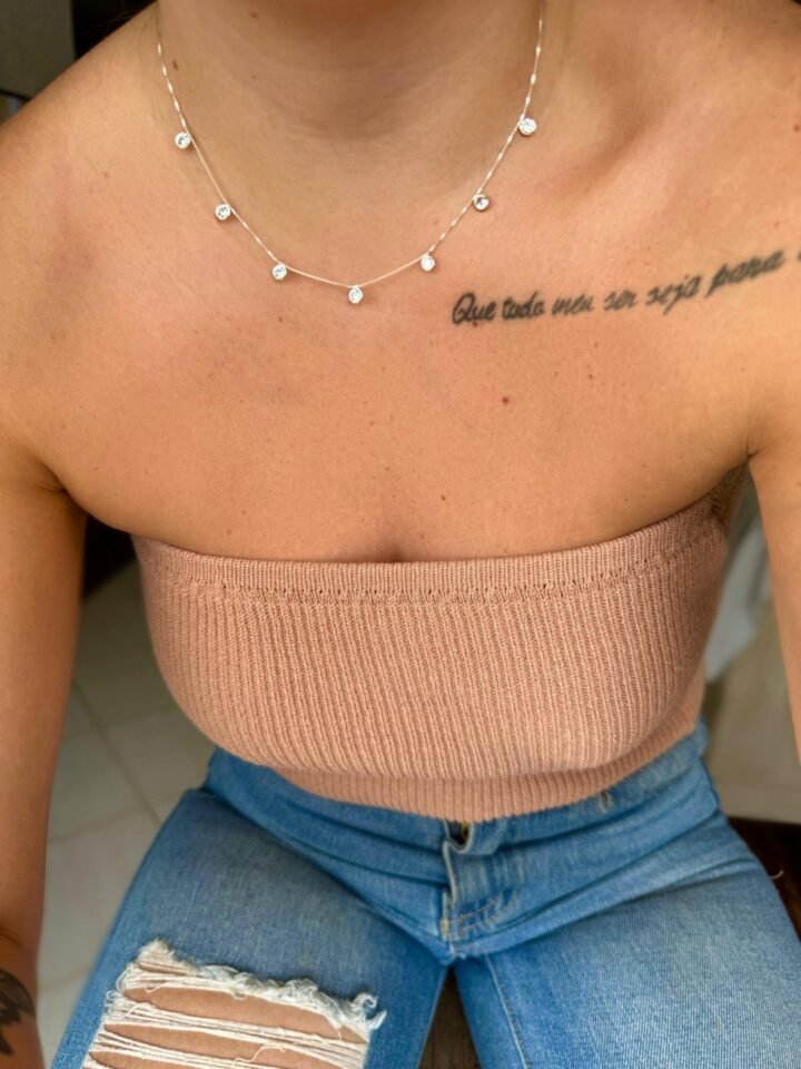 Choker Veneziana Zircônia Branca (Mod3)