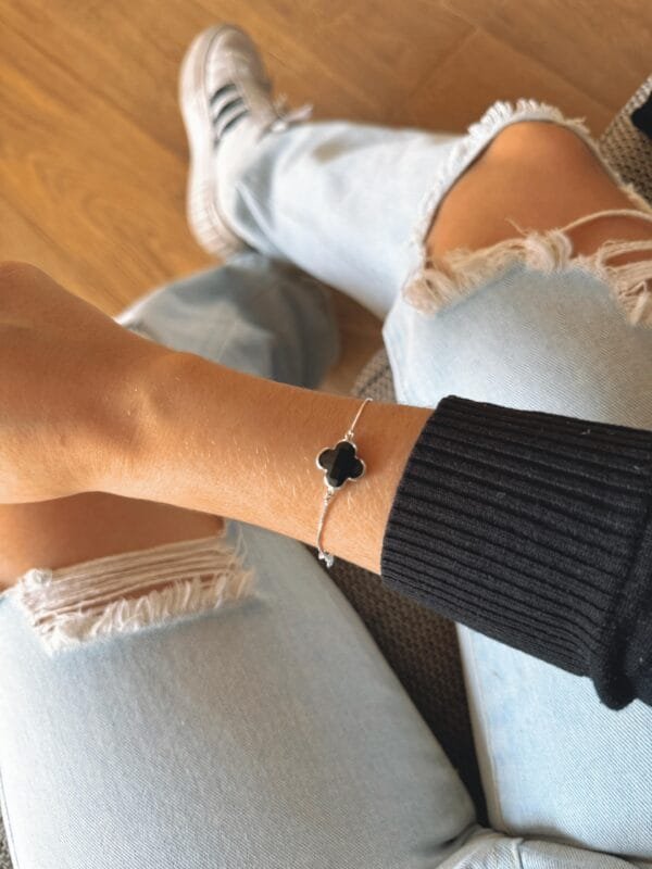 Pulseira Trevo PRETO Mod2 (Inspiração Van Cleef & Arpels)