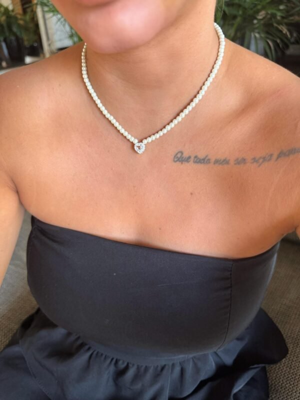 Choker Pérolas C/ Coração Cravej. - Imagem 3