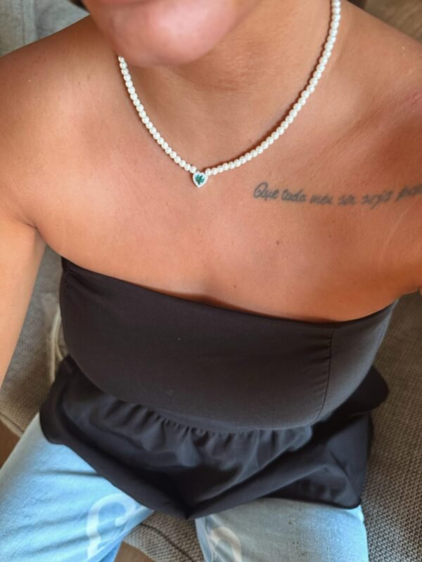 Choker Pérolas C/ Coração Cravej.