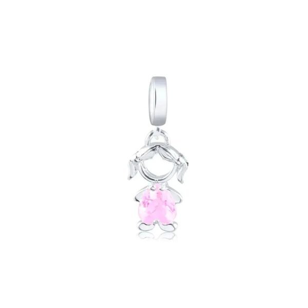 Berloque Menina Zircônia Rosa