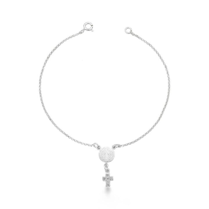 Pulseira Cruz Cravej. Com Medalha  São Bento