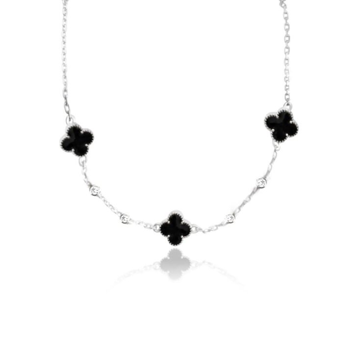 Choker Pedra Agatha Negra C/ Zircônia (Inspiração Van Cleef & Arpels) Dupla Face