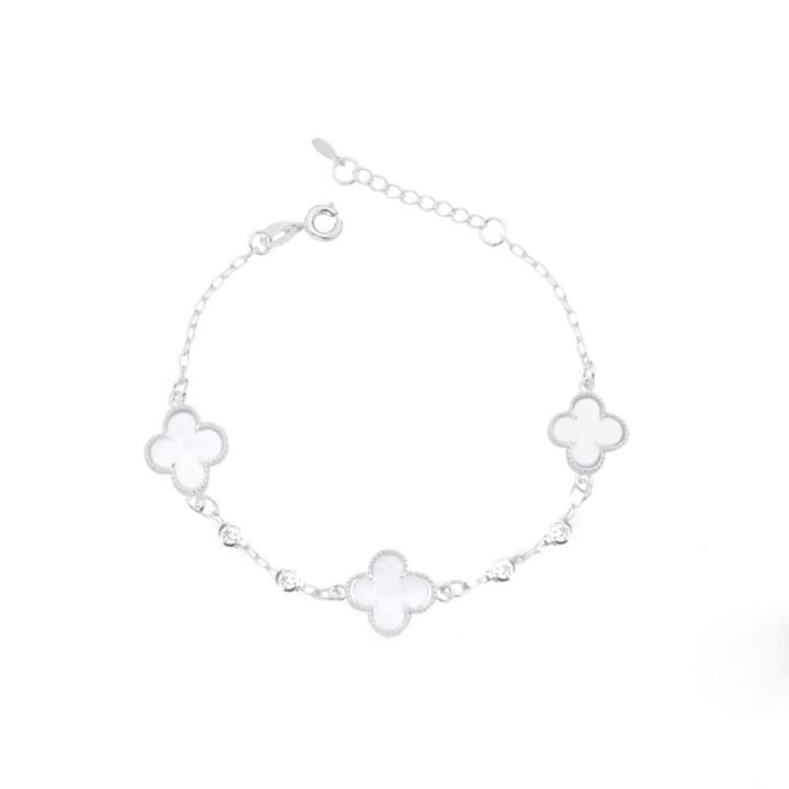 Pulseira Pedra Madrepérola  C/ Zircônia (Inspiração Van Cleef & Arpels) Dupla Face