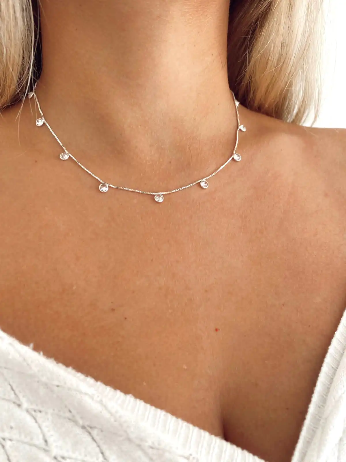 Choker Veneziana Zircônias Brancas - Imagem 2