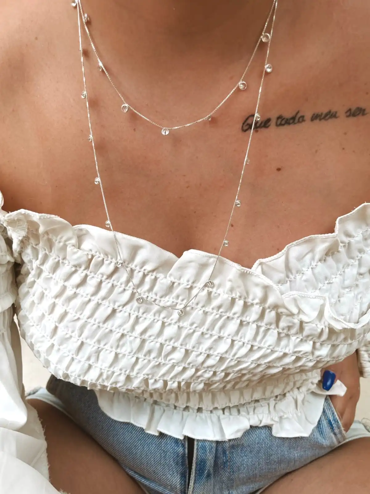 Colar De Zircônia Grudadas Veneziana (60CM)