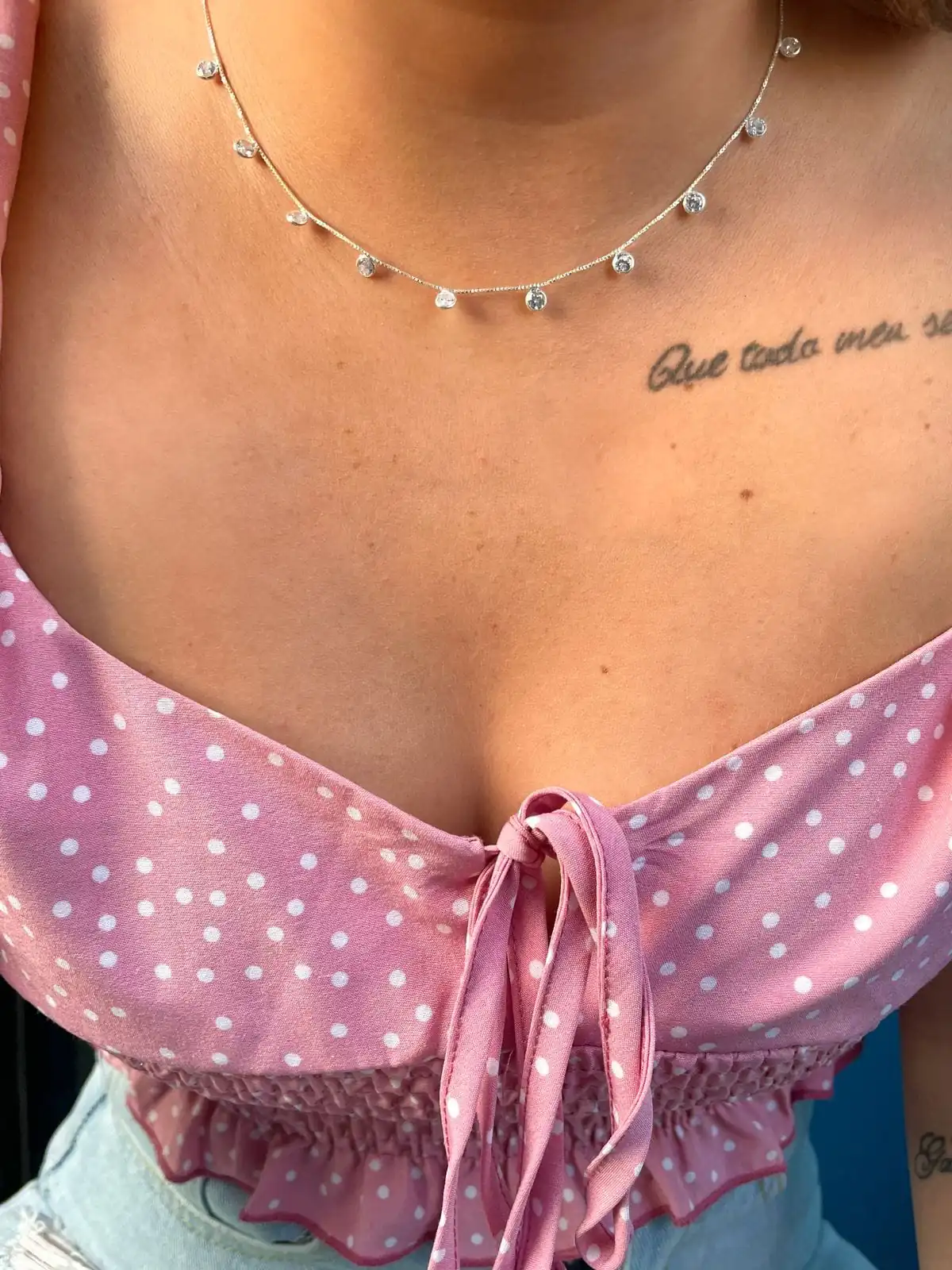 Choker Veneziana Zircônia Branca (Mod2) - Imagem 2
