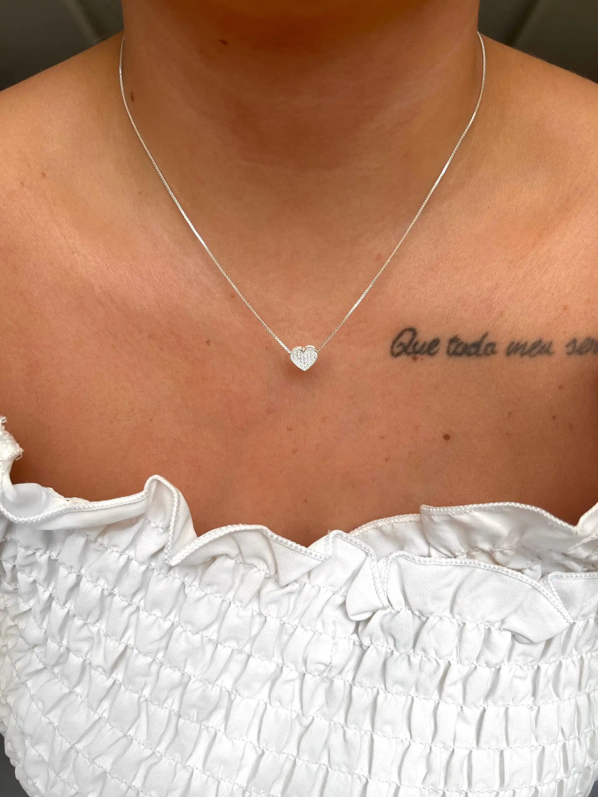 Colar Coração Cheio Cravej. - Imagem 2