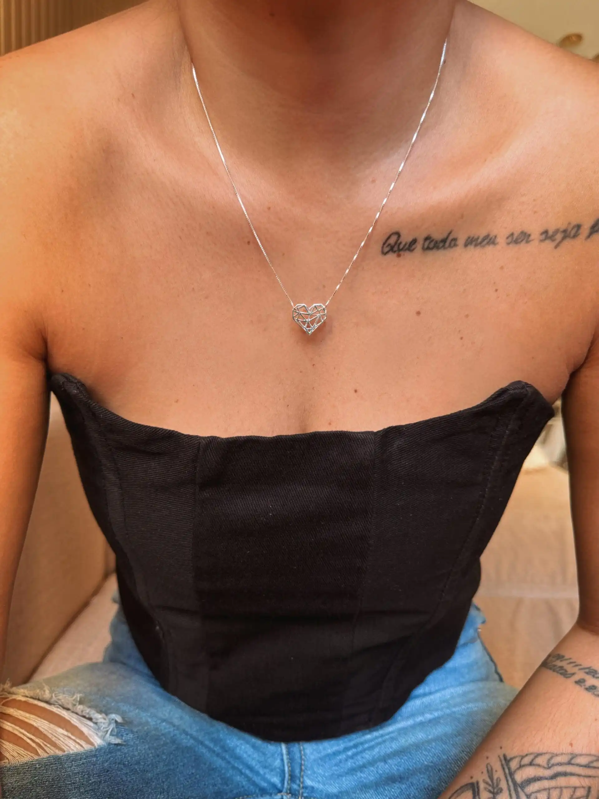 Colar Coração Geométrico - Imagem 2