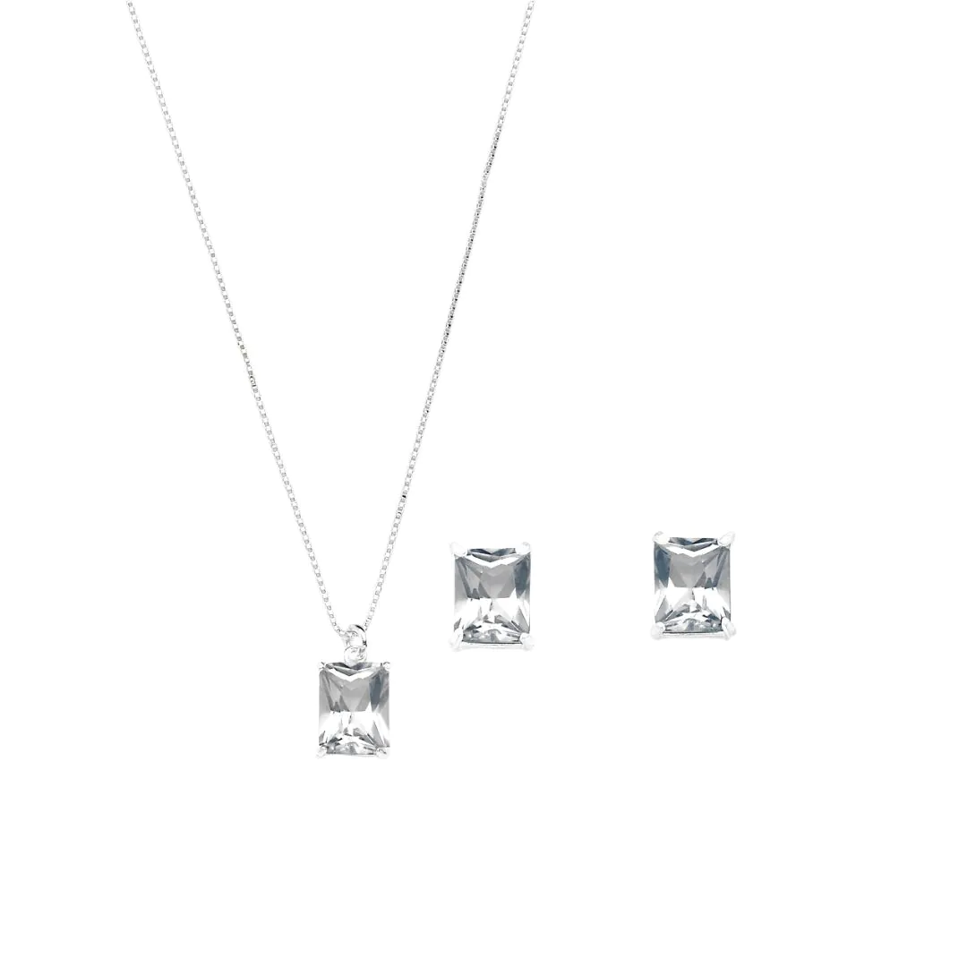 Conjunto Em Zircônia Quadrada