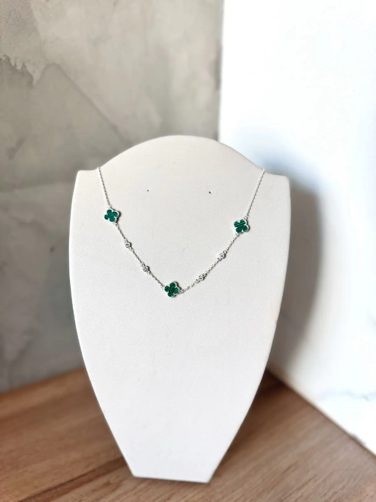 Choker Pedra Agatha Verde  C/ Zircônia (Inspiração Van Cleef & Arpels) Dupla Face - Imagem 3