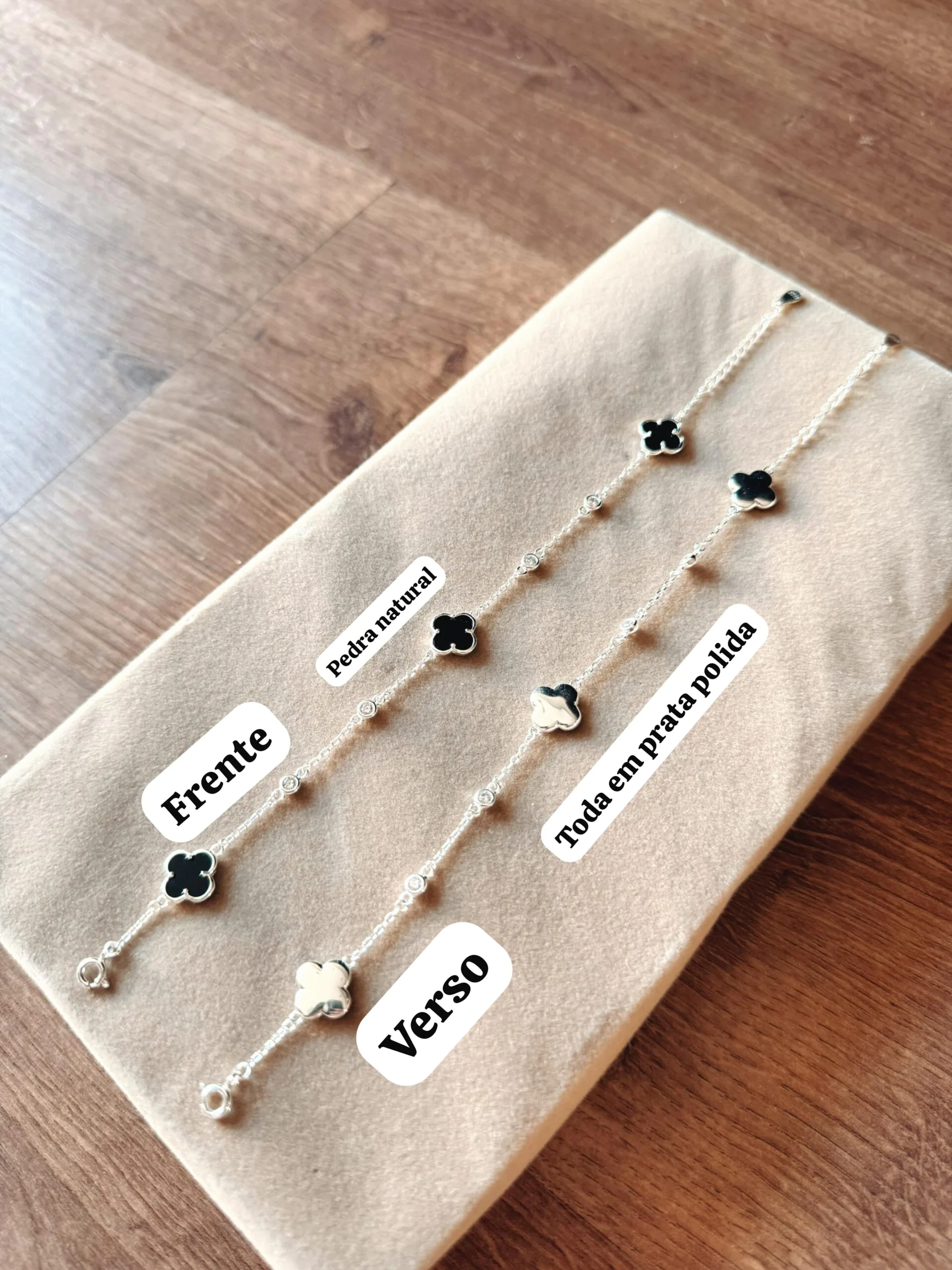 Pulseira Pedra Madrepérola  C/ Zircônia (Inspiração Van Cleef & Arpels) Dupla Face - Imagem 3