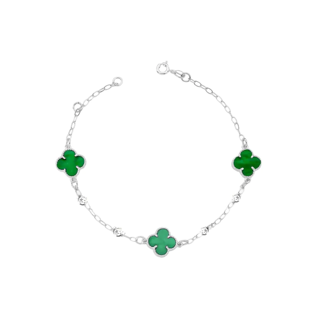 Pulseira Pedra Agatha Verde  C/ Zircônia (Inspiração Van Cleef & Arpels) Dupla Face