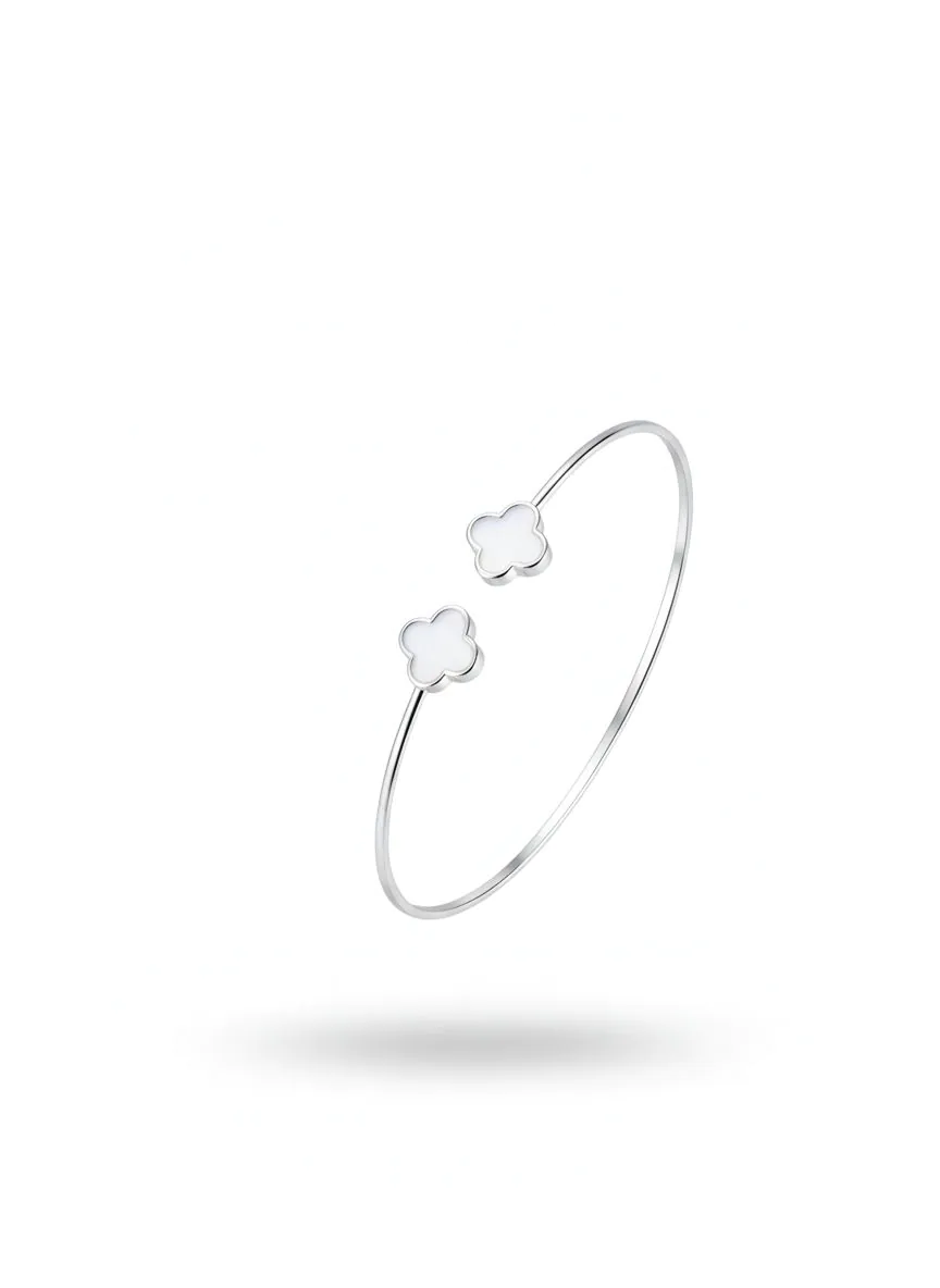 Bracelete Trevo Pedra Branca