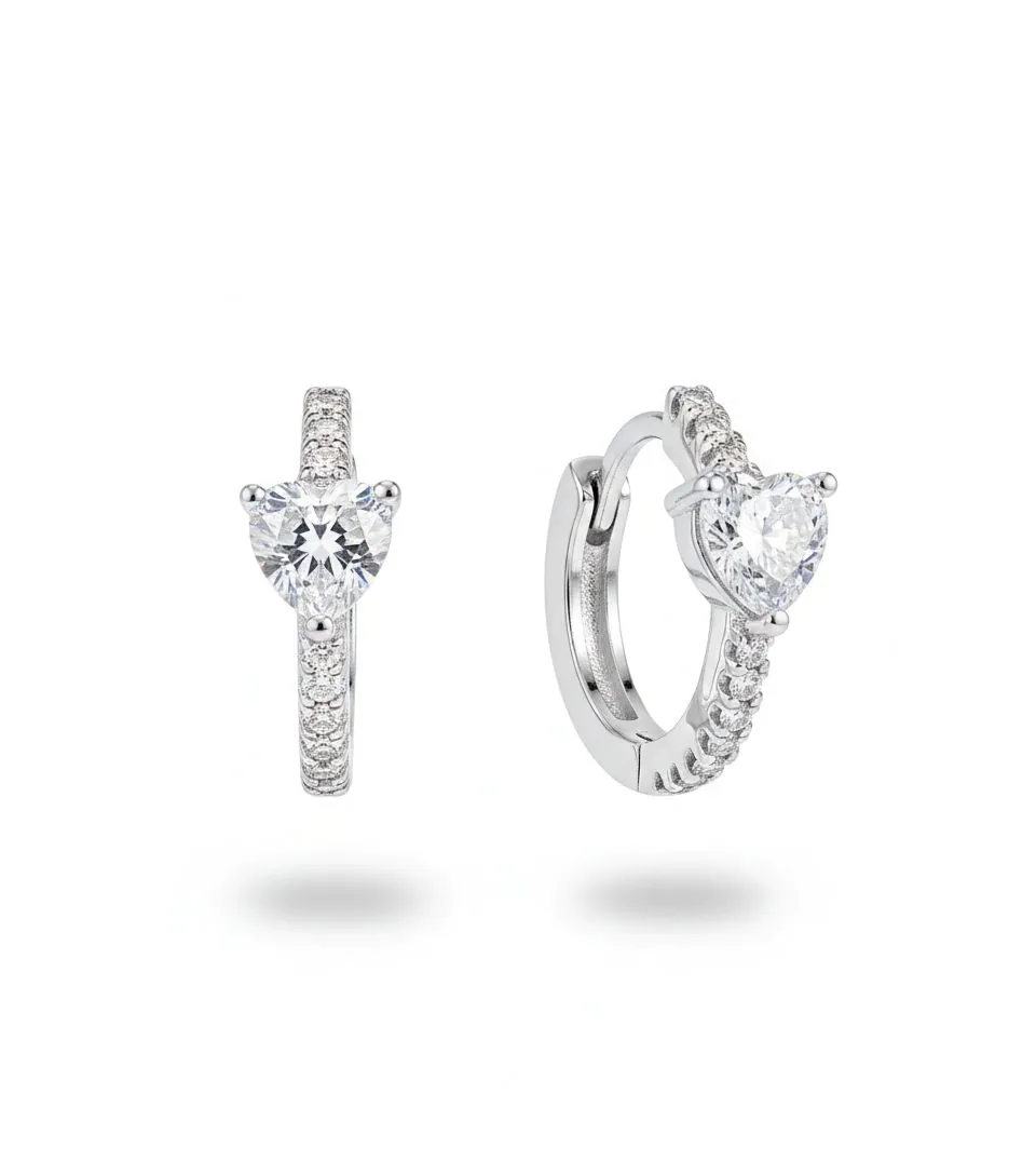 Argola Toda Cravej. C/ Coração Em Zircônia