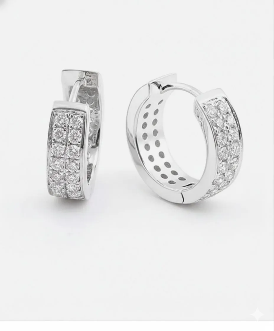 Argola Click 2 Fileiras De Zircônia