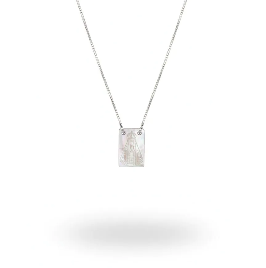 Colar Plaquinha Nossa Senhora Aparecida (Madrepérola)