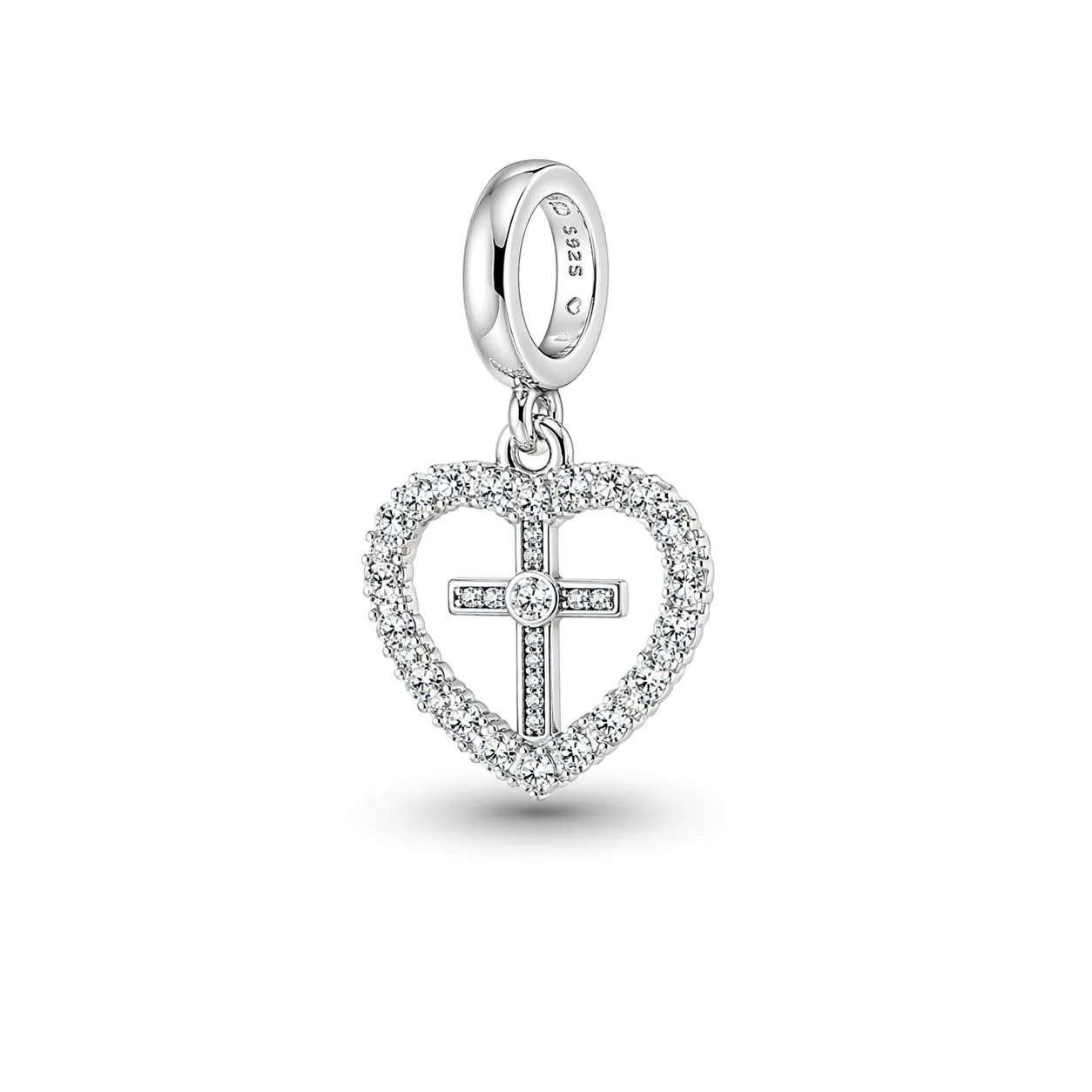 Berloque Coração + Cruz Cravej.