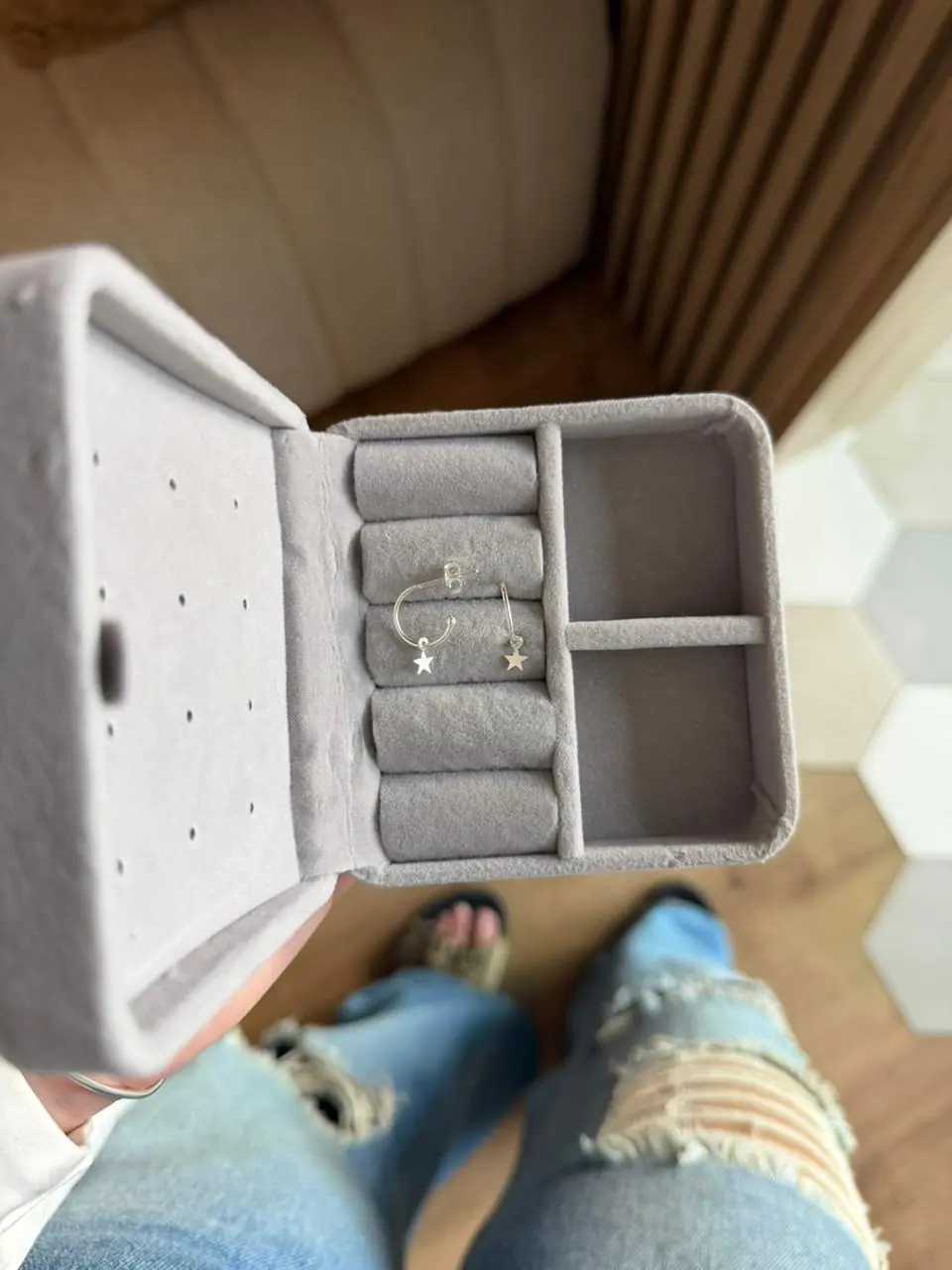 Brinco Estrela Cheia Pendurada - Imagem 2