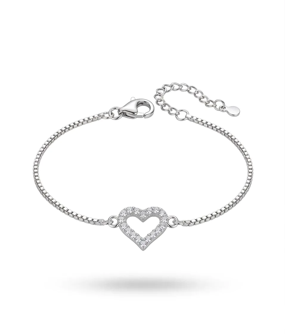 Pulseira Coração Vazado Cravej. (Colorida ou Cristal) - Imagem 2