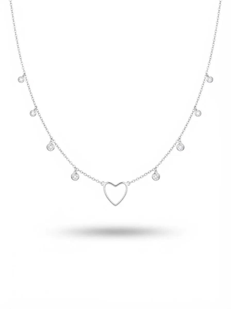 Choker Coração Vaz. C/ Zircônia